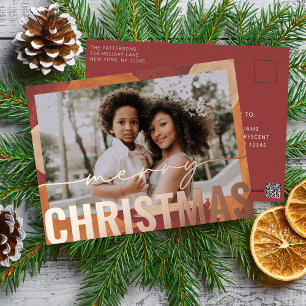 Carte Postale De Vacances En Aluminium Joyeux Noël Photo Aquarelle Abstraite moderne