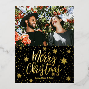 Carte Postale De Vacances En Aluminium Joyeux Noël Photo Carte de Vœux Foil Fête