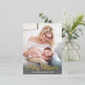 Carte Postale De Vacances En Aluminium Joyeux Noël, Photo, Message de nom, Frontière (Debout devant)