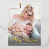 Carte Postale De Vacances En Aluminium Joyeux Noël, Photo, Message de nom, Frontière (Recto)