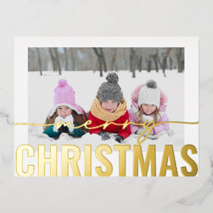 Carte Postale De Vacances En Aluminium Joyeux Noël Script Photo Simple Modern