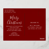 Carte Postale De Vacances En Aluminium Joyeux Noël Script Photo Simple Modern (Verso)