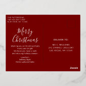 Carte Postale De Vacances En Aluminium Joyeux Noël Script Photo Simple Modern (Verso)