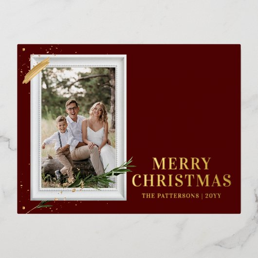 Carte Postale De Vacances En Aluminium Joyeux Noël Simple Élégant Cadre Photo Moderne (Recto)