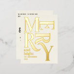 Carte Postale De Vacances En Aluminium Joyeux Noël traditionnel à la crème moderne minima<br><div class="desc">Moderne minimaliste traditionnel rétro typographie graphique vintage marine bleu joyeux carte de vacances Noël. Une partie d'une collection de vacances audacieuse et amusante. Un vrai papier d'aluminium ajoute une touche de design classe.</div>