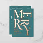 Carte Postale De Vacances En Aluminium Joyeux Noël turquoise minimaliste moderne<br><div class="desc">Moderne minimaliste traditionnel rétro typographie graphique vintage turquoise joyeux carte de vacances de Noël. Une partie d'une collection de vacances audacieuse et amusante. Un vrai papier d'aluminium ajoute une touche de design classe.</div>