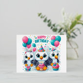 Carte Postale De Vacances En Aluminium Joyeux Oiseaux d'anniversaire (Debout devant)
