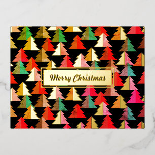 Carte Postale De Vacances En Aluminium Joyeux pin de Noël noir. Personnalisé.
