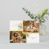 Carte Postale De Vacances En Aluminium Joyeux Script Botanique 2-Photo avec cadre Or (Debout devant)