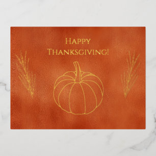 Carte Postale De Vacances En Aluminium Joyeux Thanksgiving Citrouilles Blé Orange