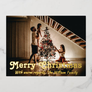 Carte Postale De Vacances En Aluminium Joyeux voeux de Noël avec votre photo de famille