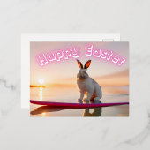 Carte Postale De Vacances En Aluminium Lapin surfeur (Recto/Verso)