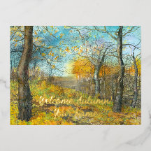 L'automne doré dans une aquarelle en chênaie