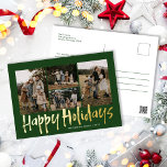 Carte Postale De Vacances En Aluminium Lettres modernes cinq photo Joyeux jours fériés<br><div class="desc">Modern Lettering Five Photo Happy Holidays Foil Holiday Postcard présente quatre photos sur le devant,  et offre une place pour votre message plus long sur le dos.</div>
