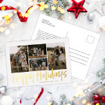 Carte Postale De Vacances En Aluminium Lettres modernes cinq photo Joyeux jours fériés<br><div class="desc">Modern Lettering Five Photo Happy Holidays Foil Holiday Postcard présente quatre photos sur le devant,  et offre une place pour votre message plus long sur le dos.</div>