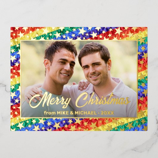 Carte Postale De Vacances En Aluminium LGBT drapeau arc-en-ciel étoile sur mesure (Recto)