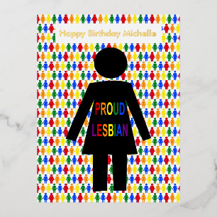 Carte Postale De Vacances En Aluminium LGBTQ Lesbian Silhouette et Rainbow Ladies Custom