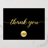 Carte Postale De Vacances En Aluminium Logo Black Gold personnalisé Merci d'affaires (Recto)