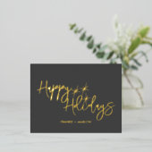 Carte Postale De Vacances En Aluminium Logo d'affaires luxueux Happy Holidays Real Gold (Debout devant)