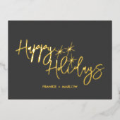 Carte Postale De Vacances En Aluminium Logo d'affaires luxueux Happy Holidays Real Gold (Recto)