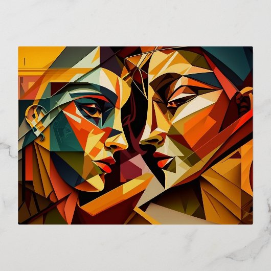 Carte Postale De Vacances En Aluminium Love Cubism (Recto)