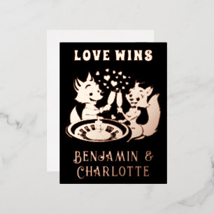 Carte Postale De Vacances En Aluminium Love Wins, Las Vegas Fox Couple Black Rose Gold