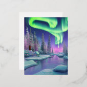 Carte Postale De Vacances En Aluminium Lumières du Nord (Recto/Verso)