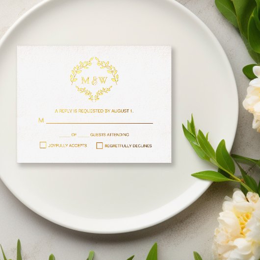 Carte Postale De Vacances En Aluminium Luxe Gold Mariage monogramme crest