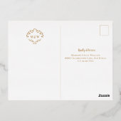 Carte Postale De Vacances En Aluminium Luxe Gold Mariage monogramme crest (Verso)