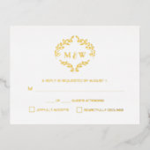 Carte Postale De Vacances En Aluminium Luxe Gold Mariage monogramme crest (Recto)
