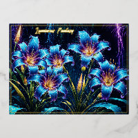 Lys bleu brillant nuit imaginaire floral éclatant