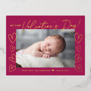 Carte Postale De Vacances En Aluminium Ma première Saint Valentin Fuchsia Saint Valentin