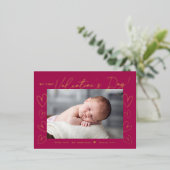 Carte Postale De Vacances En Aluminium Ma première Saint Valentin Fuchsia Saint Valentin (Debout devant)