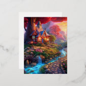 Carte Postale De Vacances En Aluminium Maison d'Imaginaire du coucher de soleil dans les  (Recto/Verso)