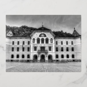 Carte Postale De Vacances En Aluminium Maison du gouvernement du Liechtenstein