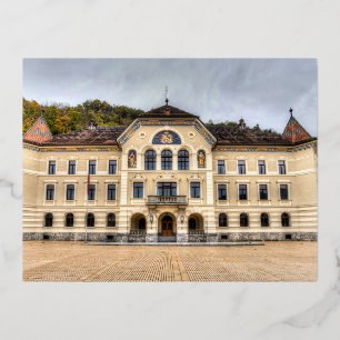 Carte Postale De Vacances En Aluminium Maison Du Gouvernement Du Liechtenstein
