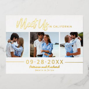 Carte Postale De Vacances En Aluminium Mariage de Destination Enregistrez La Date 3 Photo