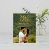 Carte Postale De Vacances En Aluminium Mariage Moderne Et Design Enregistrer La Date Phot (Debout devant)