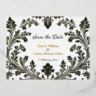 Carte Postale De Vacances En Aluminium Mariage or motif orné, Enregistrer la date,