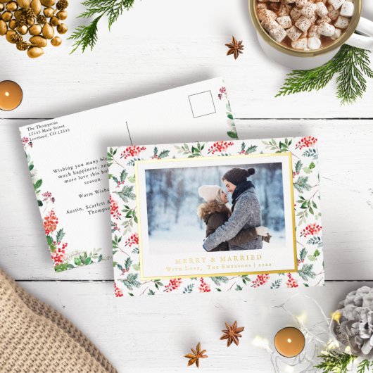 Carte Postale De Vacances En Aluminium Mariés et joyeux