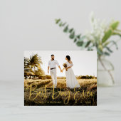 Carte Postale De Vacances En Aluminium Meilleure journée jamais mignon Merci Mariage Phot (Debout devant)