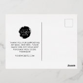 Carte Postale De Vacances En Aluminium Merci moderne Script Gold Black Custom Business (Verso)