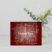 Carte Postale De Vacances En Aluminium Merci Word Cloud - 5 langues - Rouge (Debout devant)