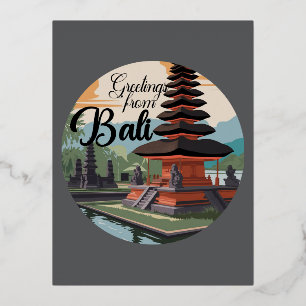 Carte Postale De Vacances En Aluminium Message du signe Bali