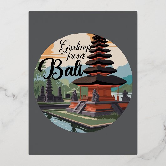 Carte Postale De Vacances En Aluminium Message du signe Bali (Recto)