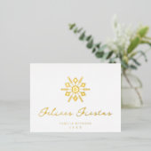 Carte Postale De Vacances En Aluminium Minimalist Golden Spanish Modern Snowflake Initial (Debout devant)