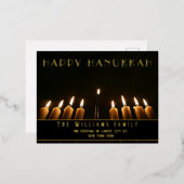 Carte Postale De Vacances En Aluminium Minorah bougie joyeuse Hanoukka (Recto/Verso)