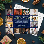 Carte Postale De Vacances En Aluminium Modern What A Year In Review 12 Photo Collage Real<br><div class="desc">Ces cartes postales de vacances simples et modernes en papier peint sont parfaites pour envoyer à la famille et aux amis cette année. Personnalisez-les facilement avec votre propre texte et photos et veillez à wow votre famille et vos amis.</div>