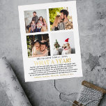 Carte Postale De Vacances En Aluminium Modern What A Year In Review 4 Photo Collage Real<br><div class="desc">Ces cartes postales de vacances simples et modernes en papier peint sont parfaites pour envoyer à la famille et aux amis cette année. Personnalisez-les facilement avec votre propre texte et photos et veillez à wow votre famille et vos amis.</div>