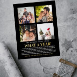 Carte Postale De Vacances En Aluminium Modern What A Year In Review 4 Photo Collage Real<br><div class="desc">Ces cartes postales de vacances simples et modernes en papier peint sont parfaites pour envoyer à la famille et aux amis cette année. Personnalisez-les facilement avec votre propre texte et photos et veillez à wow votre famille et vos amis.</div>